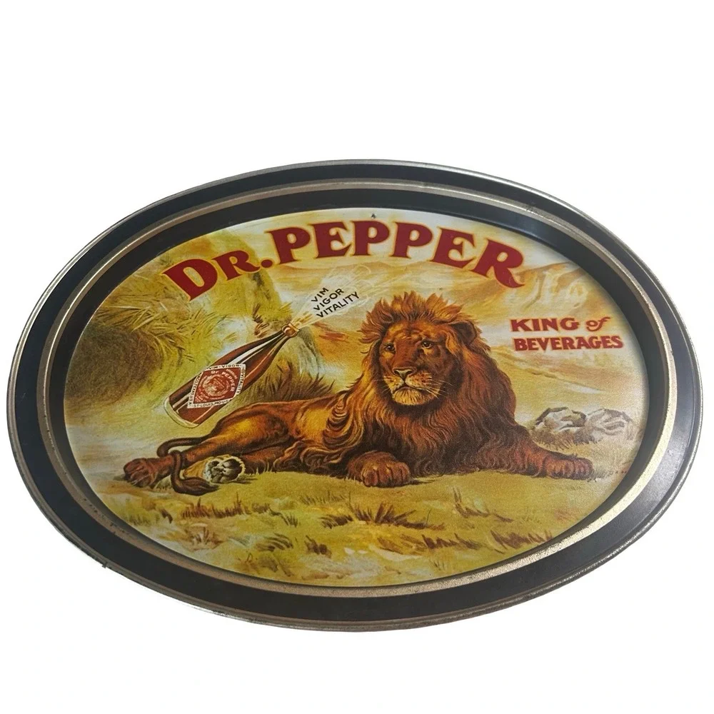 Vintage Dr Pepper Metal Tray Lion King of Beverages Soda Advertising Collectible